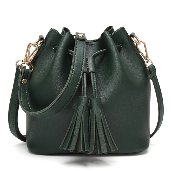 Handbags - Green Tassel faux leather handbag crossbody bag